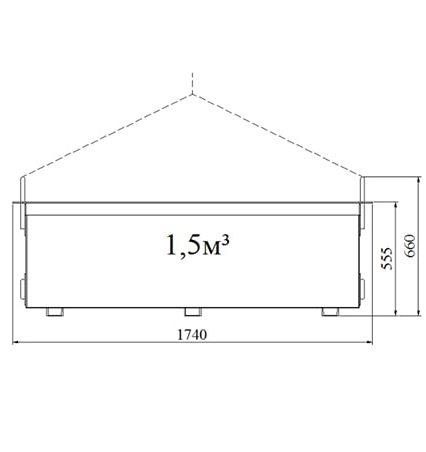 Ящик будівельний 1,5 куб.м.  (в/п 3,8 т.)